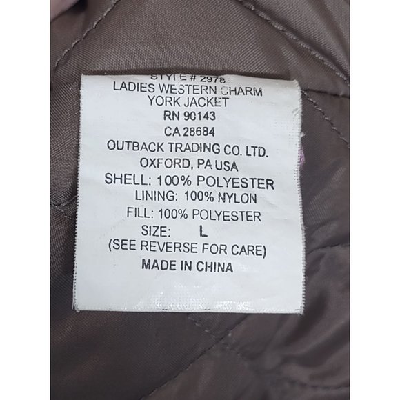 Outback Trading Co Ladies Western Jacket Quilted Lining Medium Weight Size Large - Picture 7 of 10